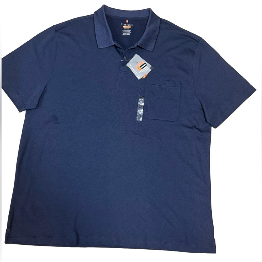 Van Heusen Men's Traveler Polo Shirt Navy Blue Short Sleeve Comfort XXL NWT